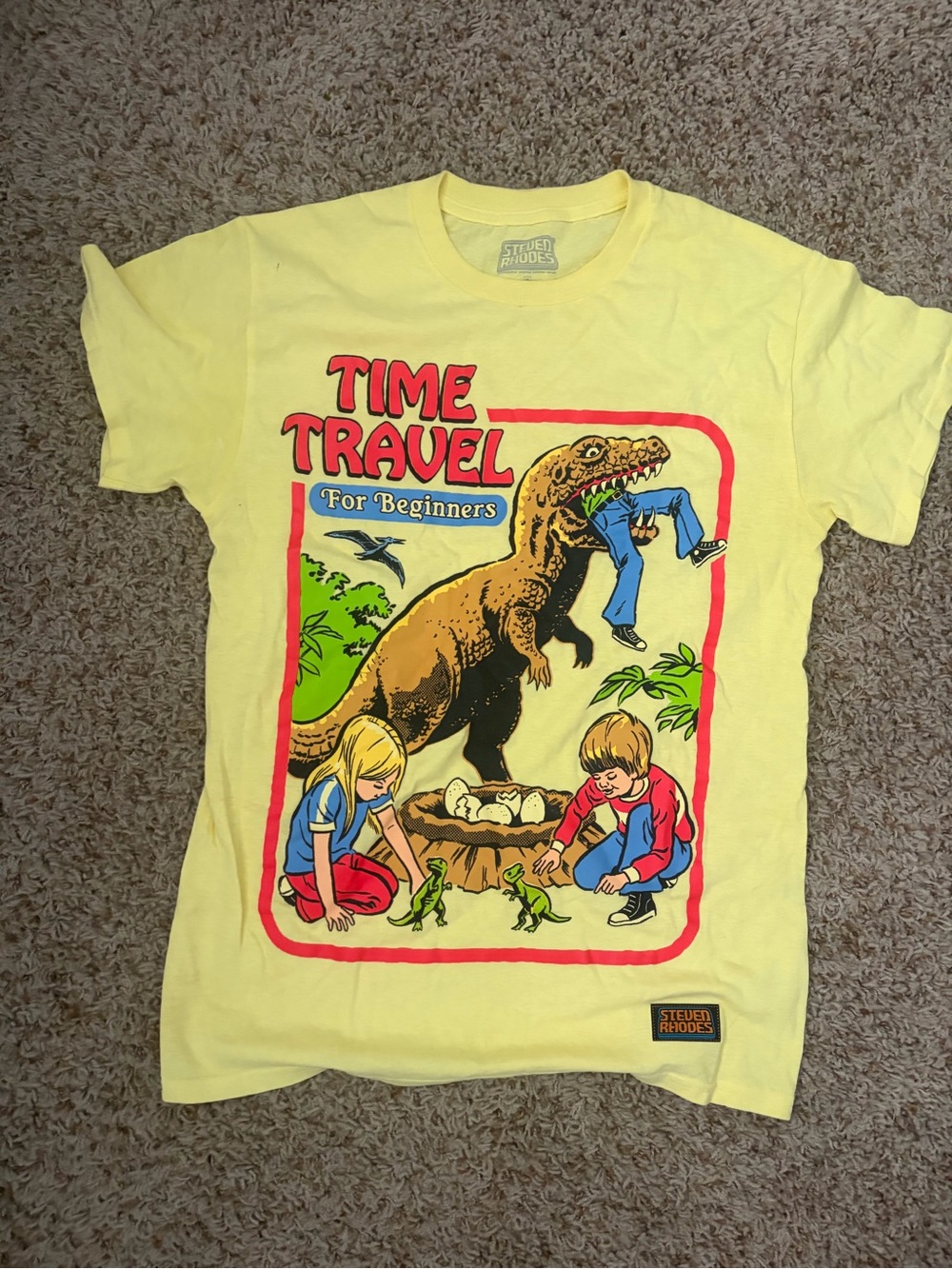 Steven Rhodes Yellow 'Time Travel' Graphic Tee, size S